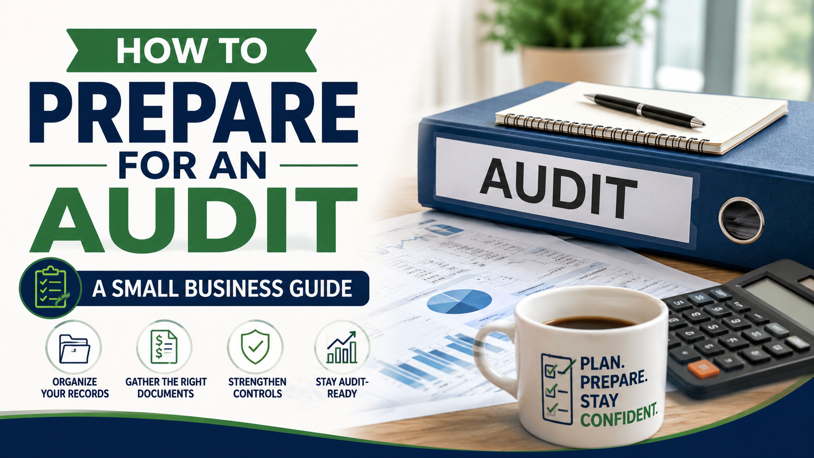 Business owner reviewing financial records and audit documents to how to prepare for an audit